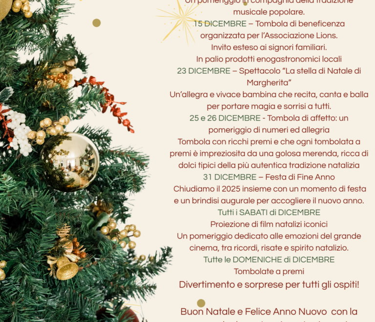 La Residenza Myosotis presenta il programma di Natale 2025